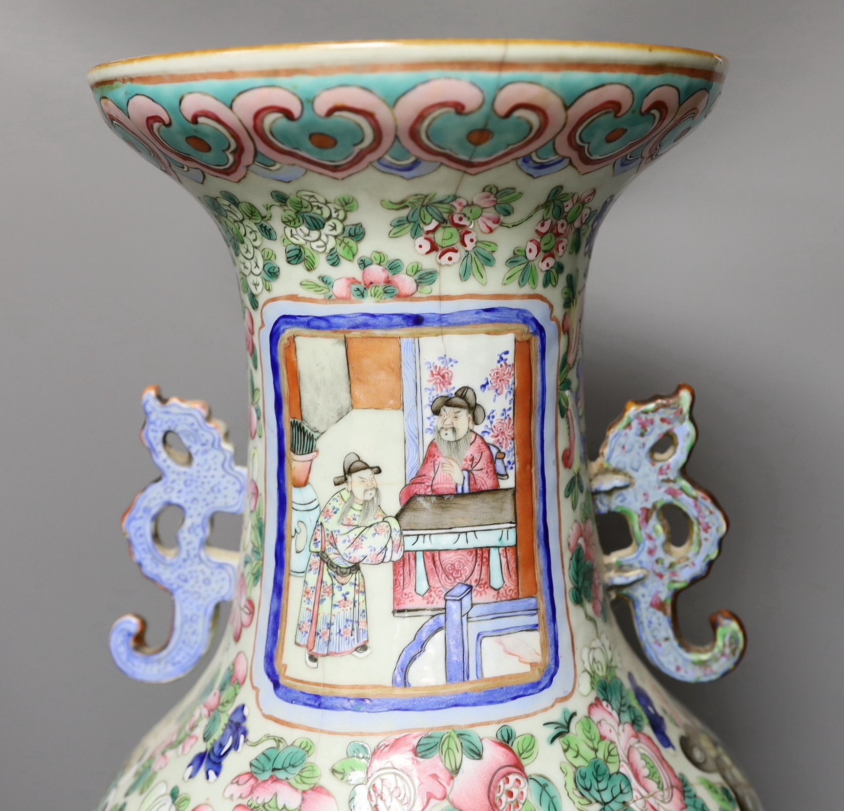 A 19th century famille rose vase (a.f.), 61.5 cms high